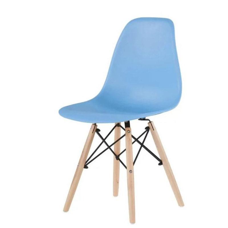 Chaise d'appoint en plastique Wrenshall, Bleu bébé / Naturel
