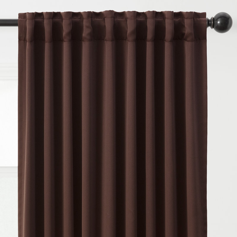 Mong 2-Panel Solid Contemporary Blackout Curtains - 3-In-1 Back Tab, Rod Pocket, Ring Tab, 52" W x 63" L, Mocha