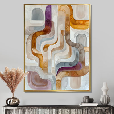 «Odice Abstract Prismatic Maze Of Highlands Stone I - Transitional Shapes», reproduction d'art sur toile encadrée
