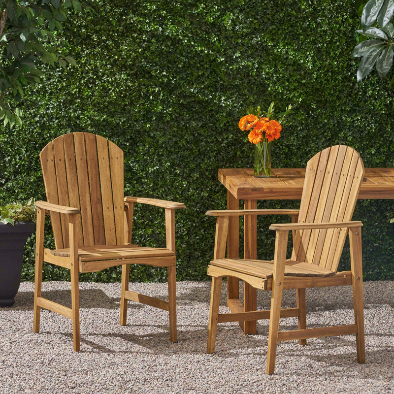 Outdoor Acacia Wood Adirondack Dining Chairs, Natural