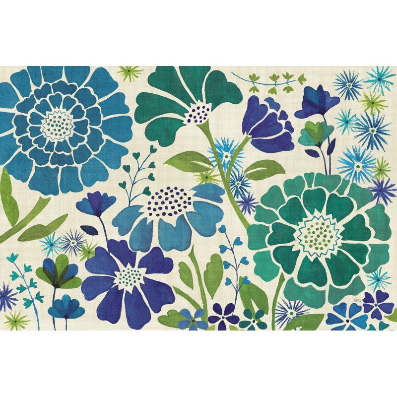 "Jardin bleu sur toile" par Véronique Charron, H 12 po x l 18 po