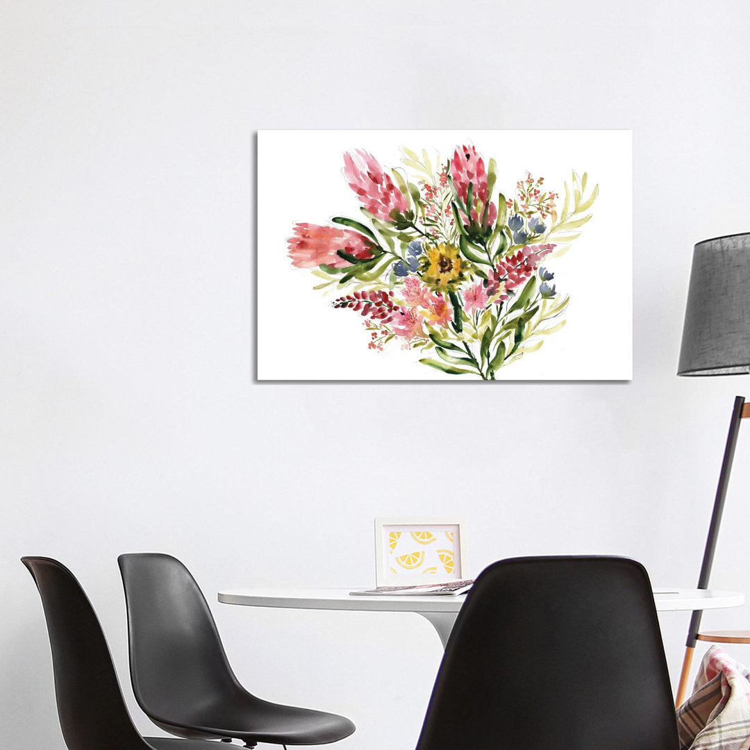 Protea Bouquet von Sara Berrenson - Galerie-verpackte Leinwand Giclée auf Leinwand