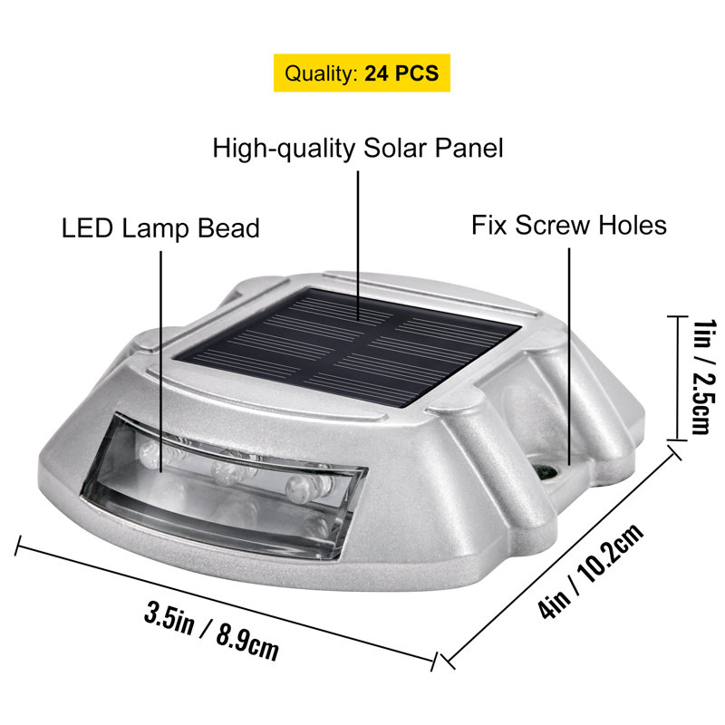 Solar Dock Lights Low Voltage Solar Powered Integrated LED Metal Pathway Light Pack, White