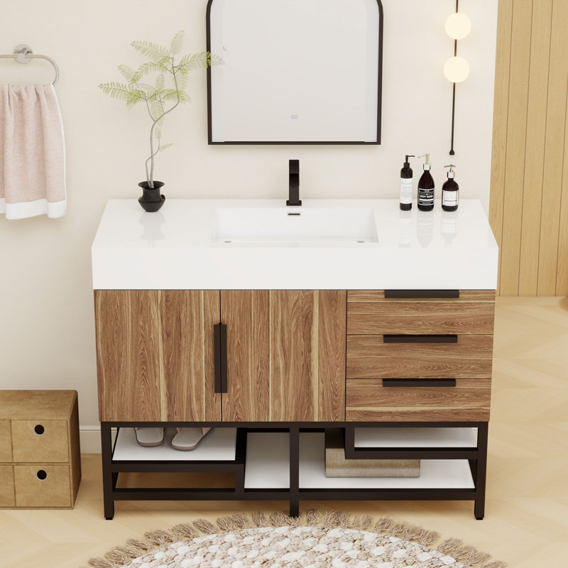 48'' Free Standing Single Bathroom Vanity, Natural Oak