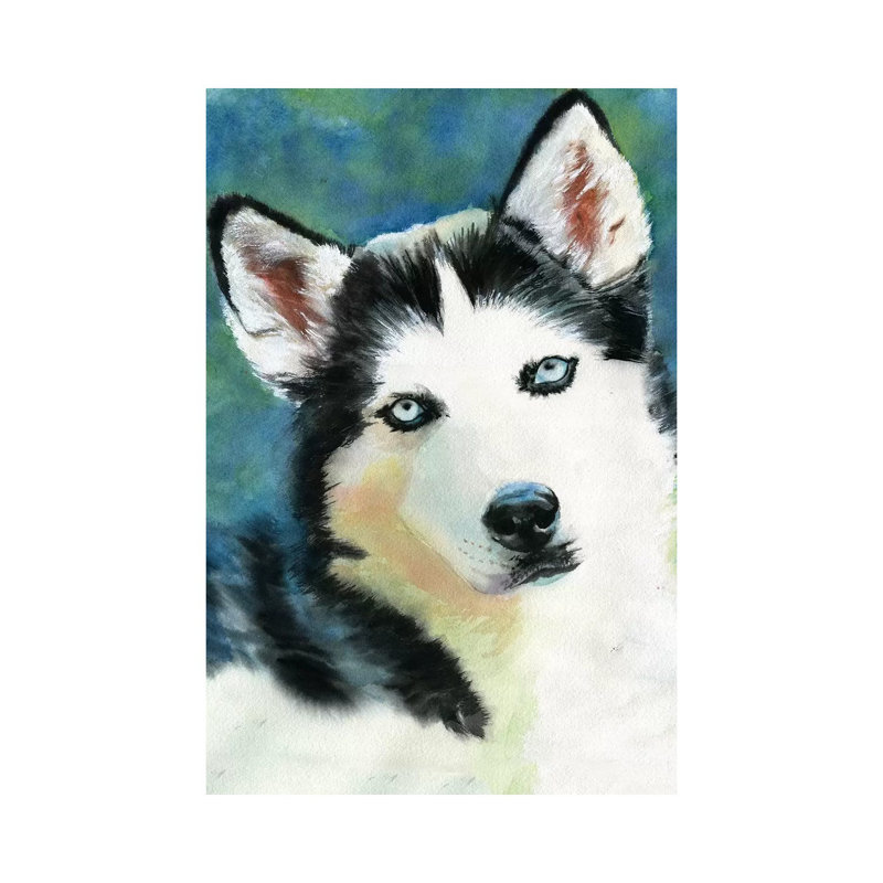 Husky sibérien - reproduction d'art sur toile tendue, H 18 po x l 12 po x 1,5 po