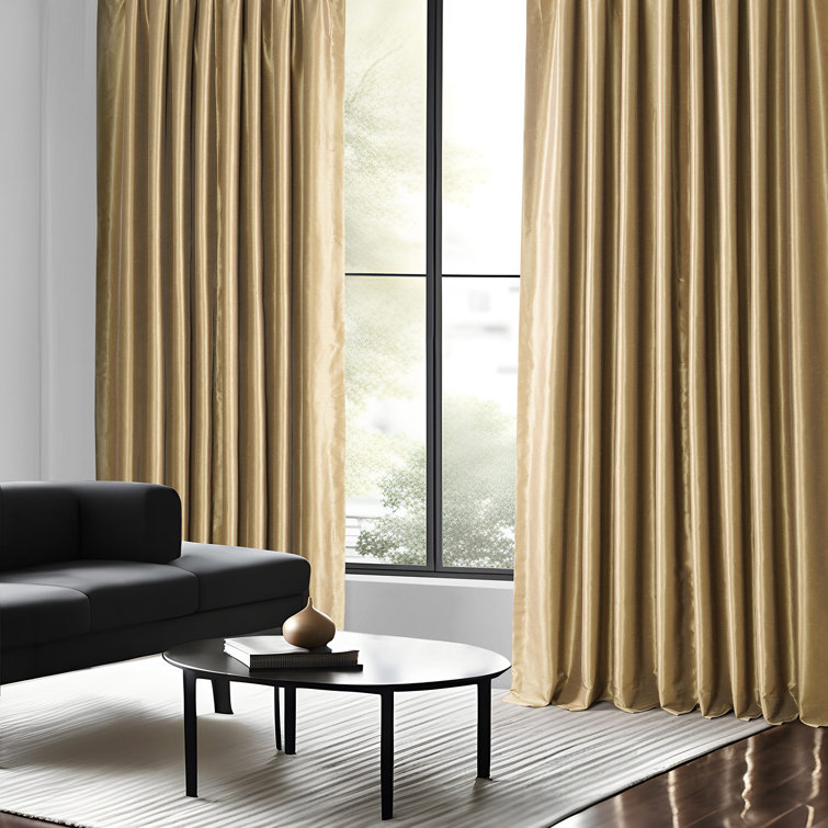 Akke Faux Silk Curtains for Bedroom - Blackout Curtains for Living Room Large Window Single Panel