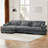 130" L-Shaped Velvet Upholstered Sectional With Ottoman-1682166126