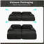 Canapé 2 places en tissu velours côtelé de luxe modulaire multi-combinaison de conception anti-dérapante chaise longue accoudoirs courbés soutien ergonomique éponge à haute résilience pour les chambres à coucher, noir-136477368