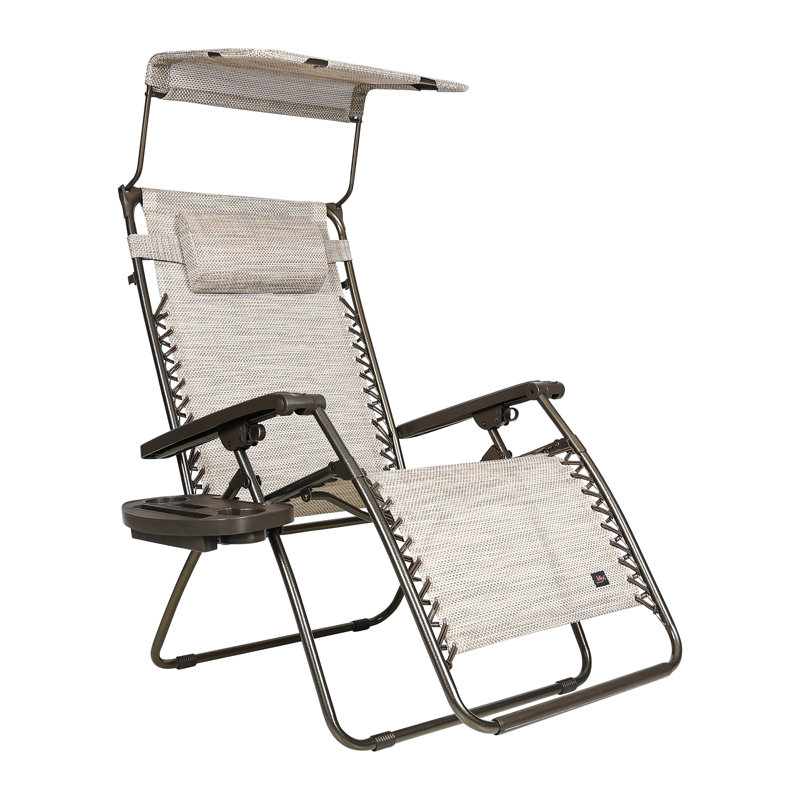  30" Wide XL Zero Gravity Outdoor Lounge Chair w/ Canopy, Sand