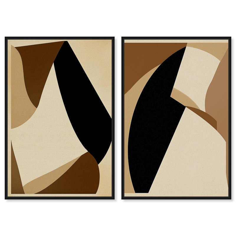 Desert Forms Duo Canvas Print Abstract Boho Art Set by Art Remedy, Black Frame, 10 x 15, H 37 po x l 25 po, Structure noire