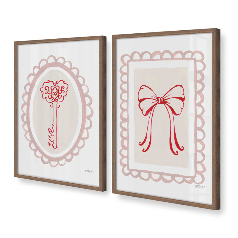 «Key to Love», ensemble de 2 reproductions d'art, 16 po x 12 po, Noyer