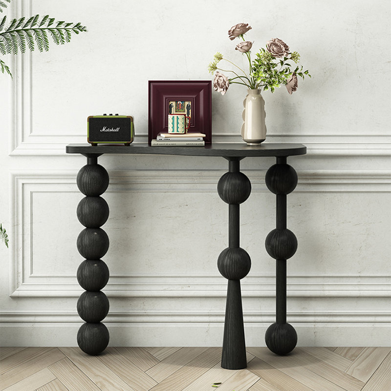 Black Solid Wood Rectangular Shape Console Table, 33.46” H x 47.24” W x 13.78” D