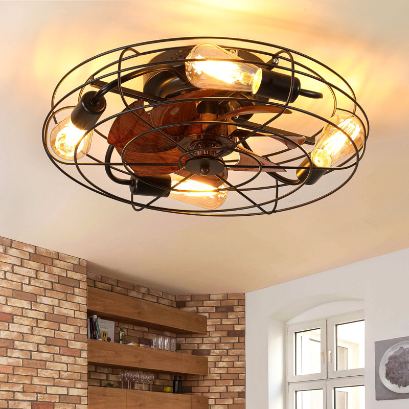 Ventilateur de plafond moderne avec télécommande légère, 3 pales en bois massif, convient pour l'intérieur et l'extérieur