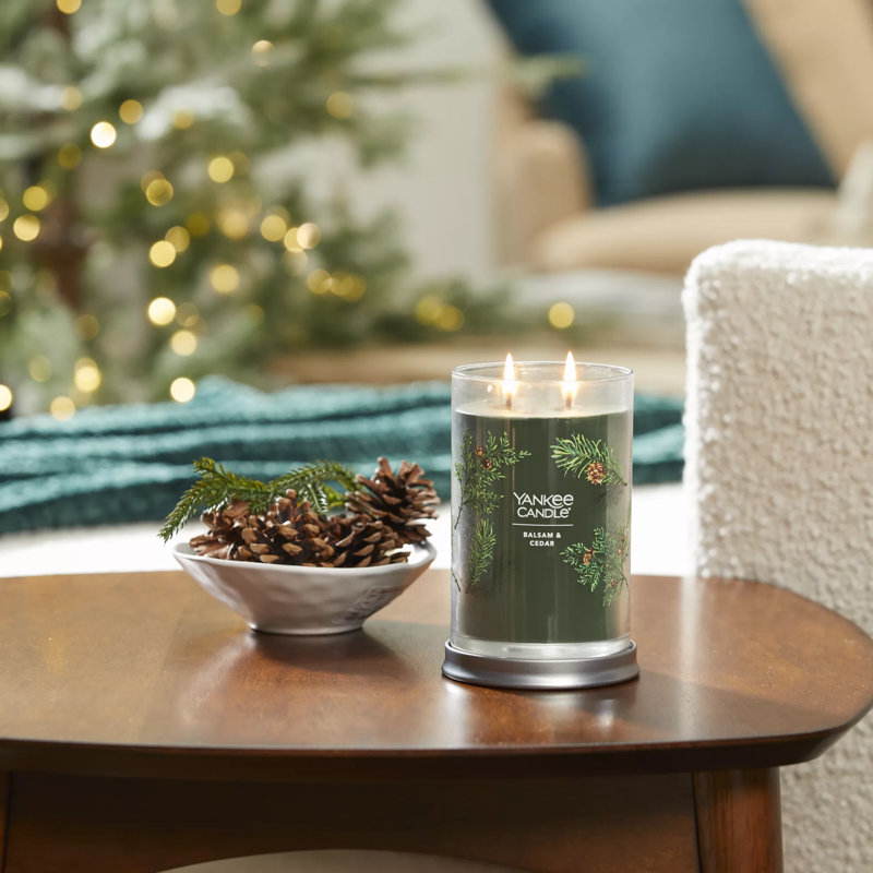 Balsam & Cedar Scented Soy Tumbler Candle with Tin Lid