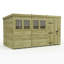 Total Sheds 12ft x 6ft Pent Garden Shed - Single Door - With Windows - Pressure Treated Timber - UK Manufactured