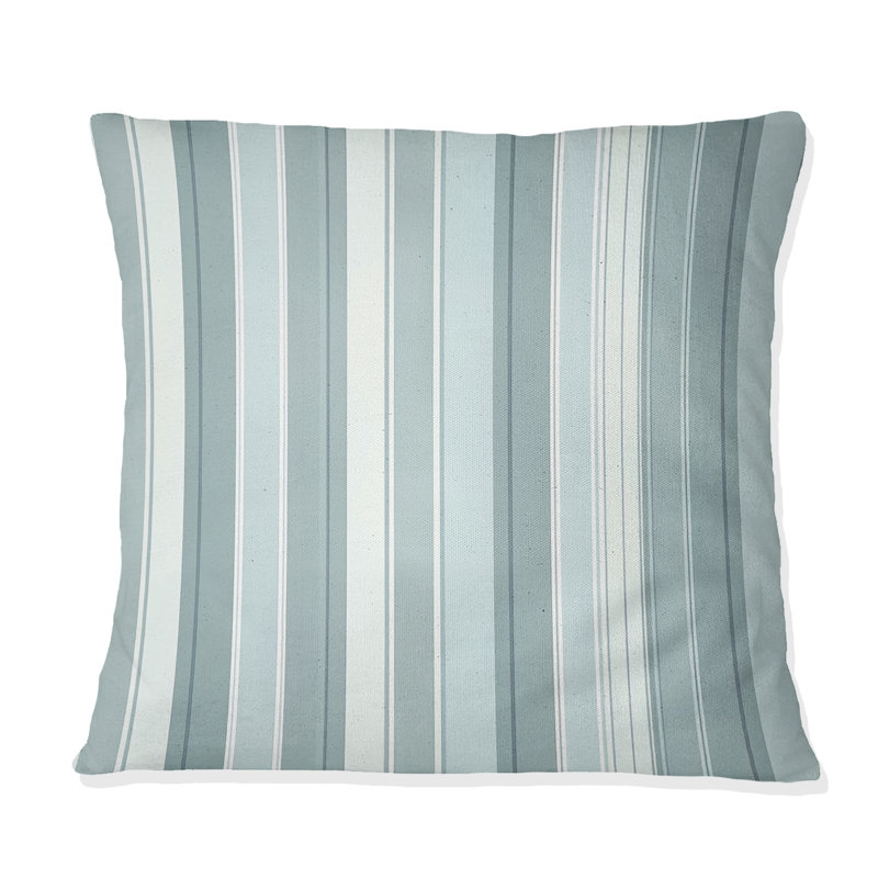 Coussin décoratif bébé à rayures argentées bleu bébé, H 16 po x l 16 po