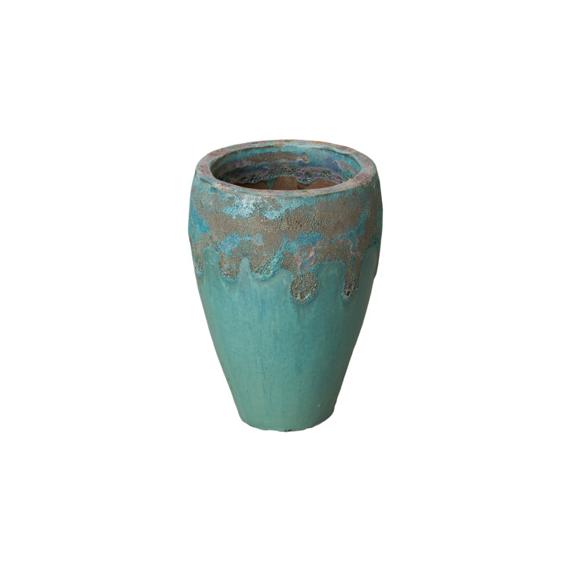 Pot de fleurs en céramique, Bleu sarcelle, H 15 po x l 11 po x P 11 po