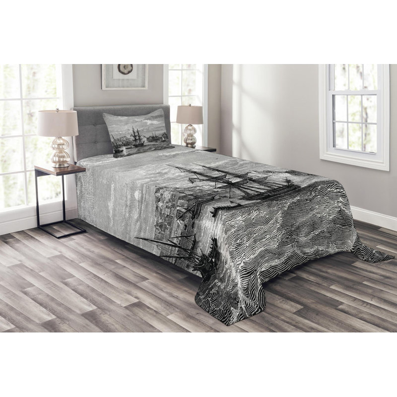 Coastal Polyester Coverlet, Twin Coverlet + 1 Sham