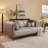 Elegant Solid Wood Frame Leather Sofa With 4 Unique Accent Pillows-123176104