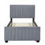 Lit plateforme tapissier simple avec lit gigogne en velours gris, sans sommier, lit gigogne simple et décoratif-284779717-284779716