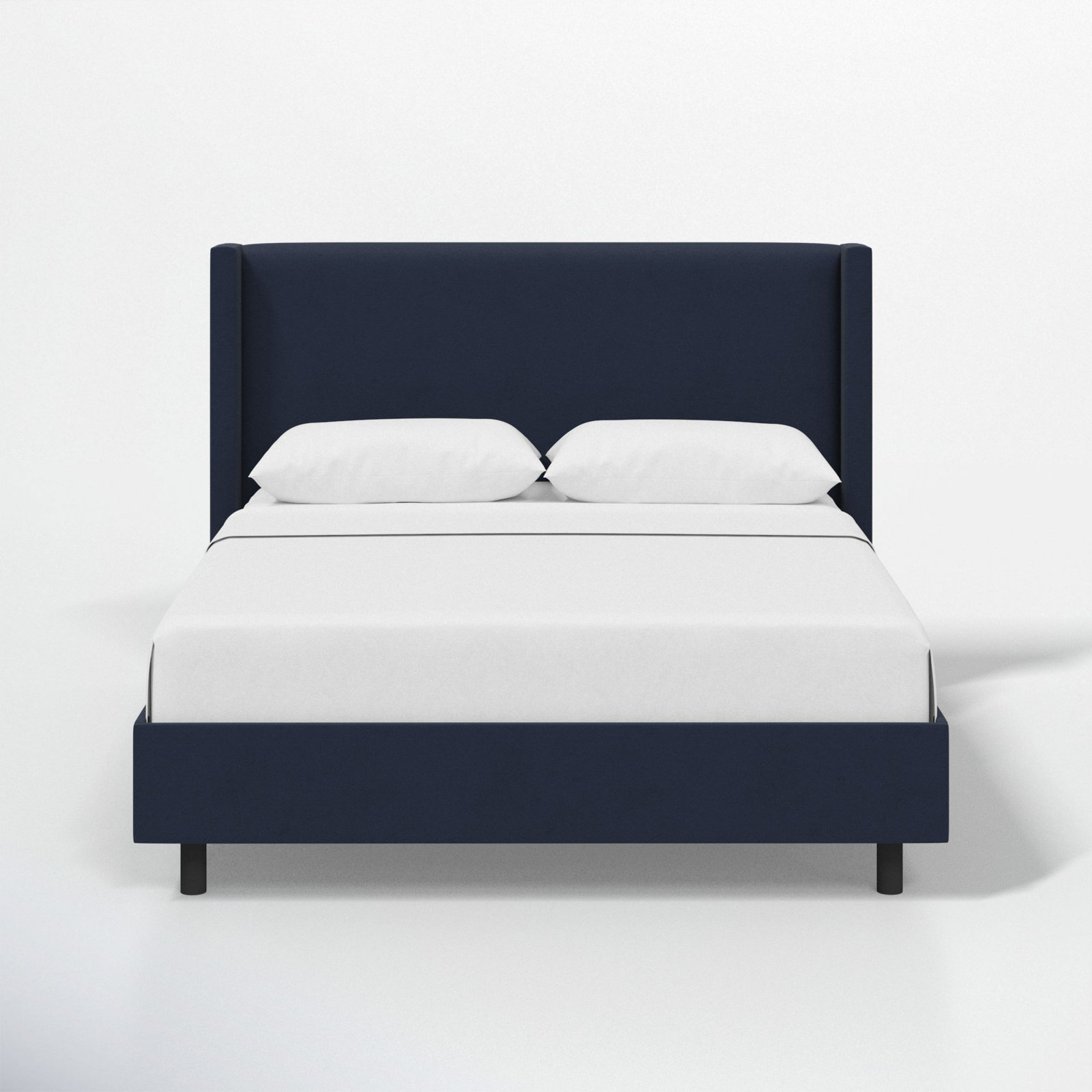 Hanson Upholstered Wingback Platform Bed, California King, Classic Ink Performance Velvet