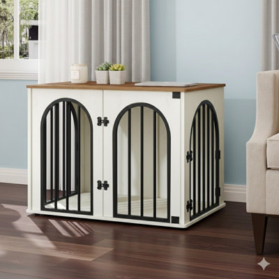 Meuble de 31,5 po en bois avec cage pour chien, cage intérieure pour chenil pour petits et moyens chiens