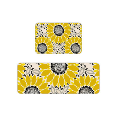 Tapis de cuisine jaune tournesol, 2 pièces, pour la cuisine et la salle à manger