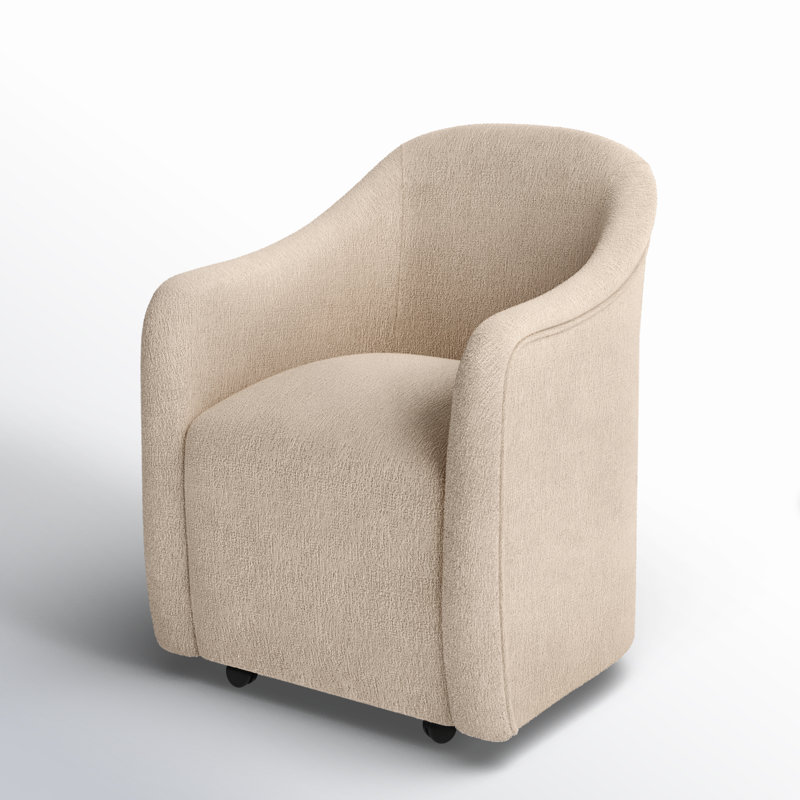 Chaise de salle à manger à accoudoirs roulante Myla Denice, Chenille performance beige
