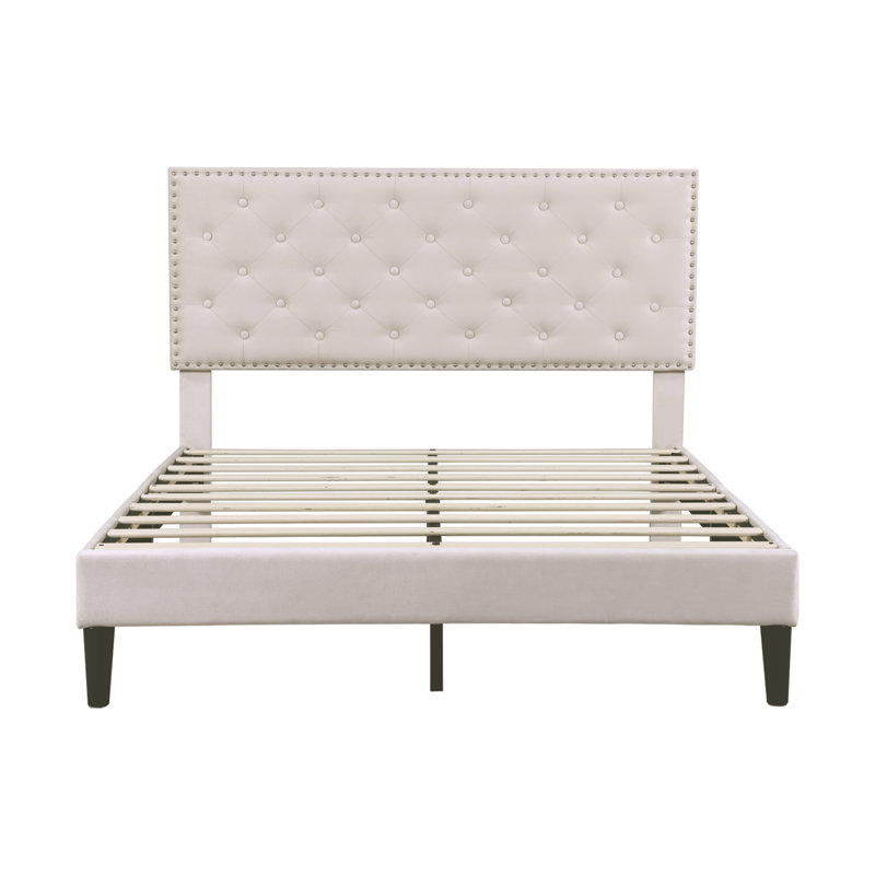Zaizi Upholstered Bed, Beige