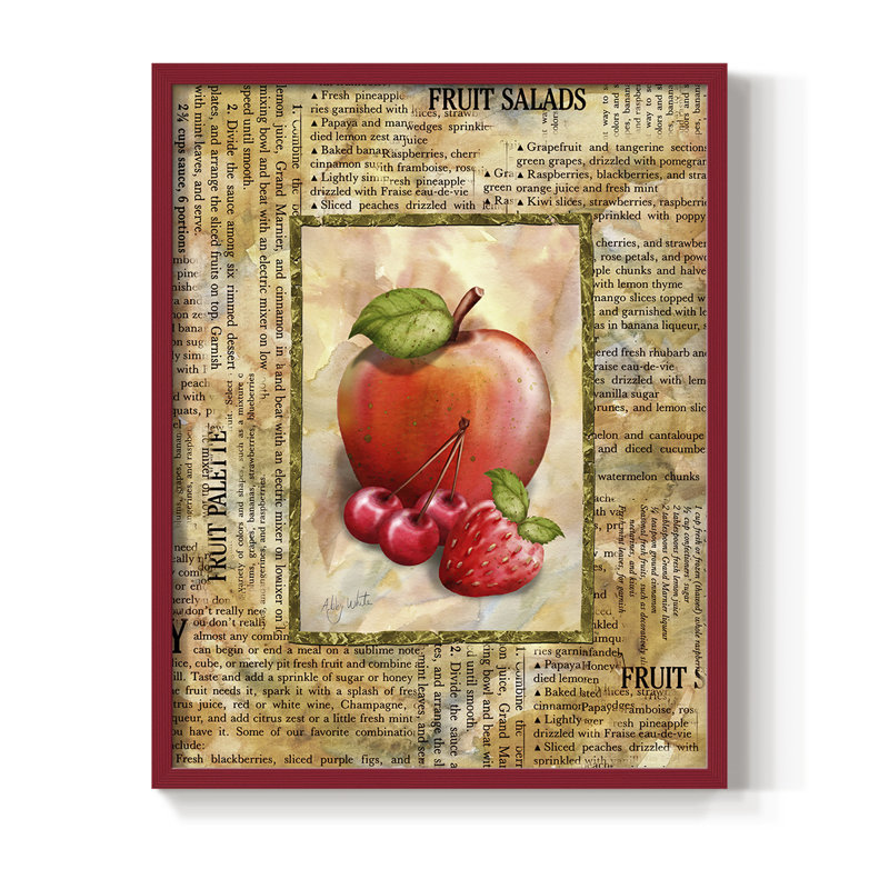 «Mixed Fruit I», reproduction encadrée - bois massif, Rouge, H 10 po x l 8 po