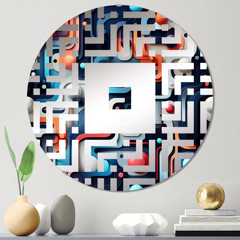 Blue and Orange Futuristic Matrix Vibes - Miroir mural carré, 23,6 po x 23,6 po