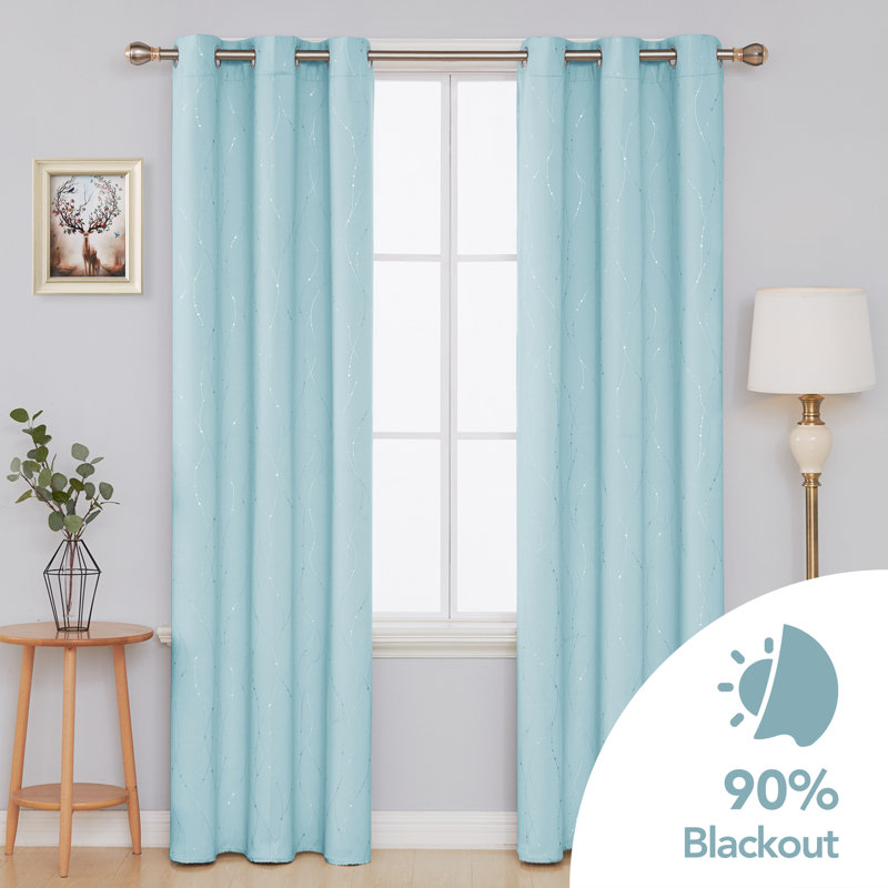 Room Darkening Curtain Panel Pair, 38" W x 90" L, Light Blue