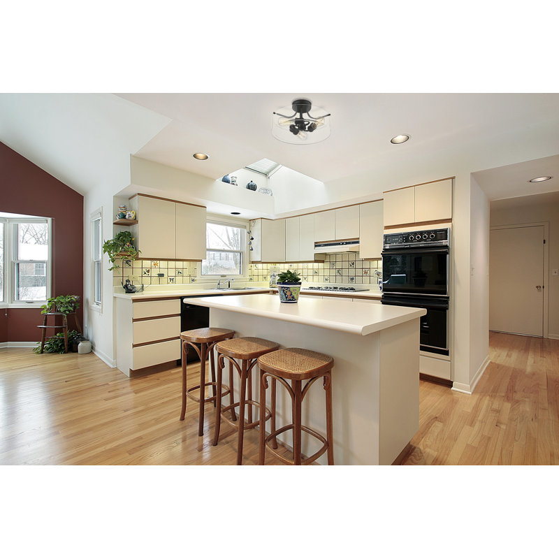 Collina Glass Semi Flush Mount, Matte Black