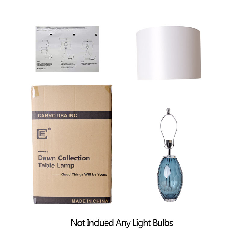 Jinda Crystal Table Lamp, 21" H x 13" W x 13" D, Blue, White