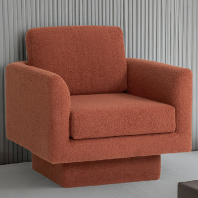 Fauteuil d'appoint pivotant moderne à 360 °, fauteuil rond en sherpa de 30 po de largeur, canapé-lit simple rembourré épais, fauteuil demi-tonneau rembourré et confortable, fauteuil club de lecture pour le salon