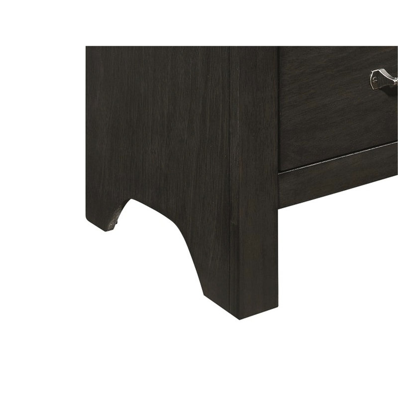 Table de chevet transitionnelle pour chambre à coucher avec tiroirs de rangement en placage et tiroirs à glissière centrale