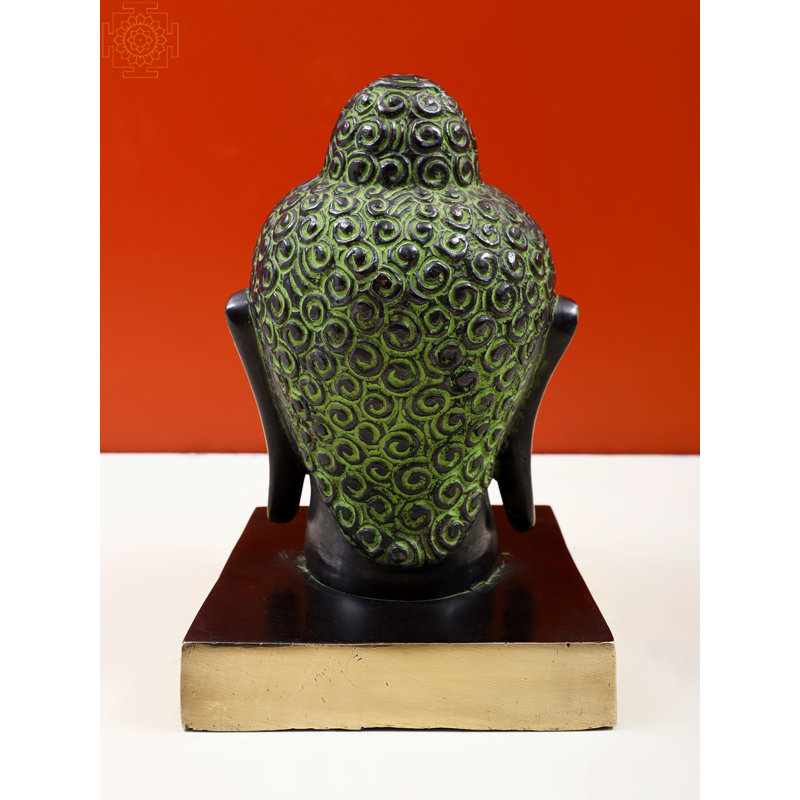 Statue de tête de bouddha en laiton 8 po - Idole de méditation indienne fabriquée à la main pour des espaces de décoration spirituelle et de méditation
