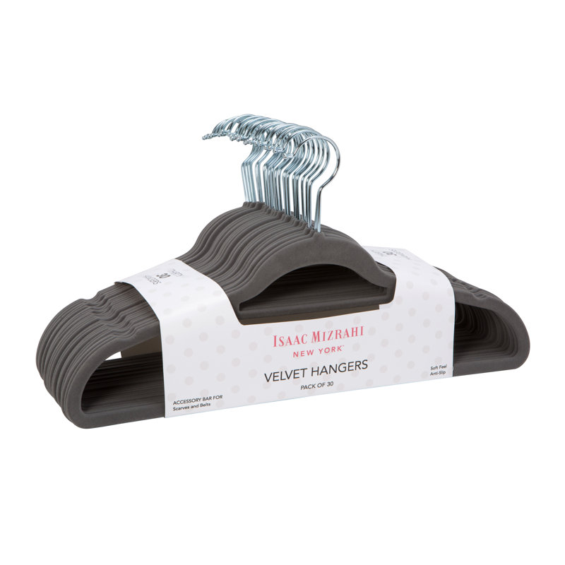 Cintres en velours Isaac Mizrahi, Gris, 30