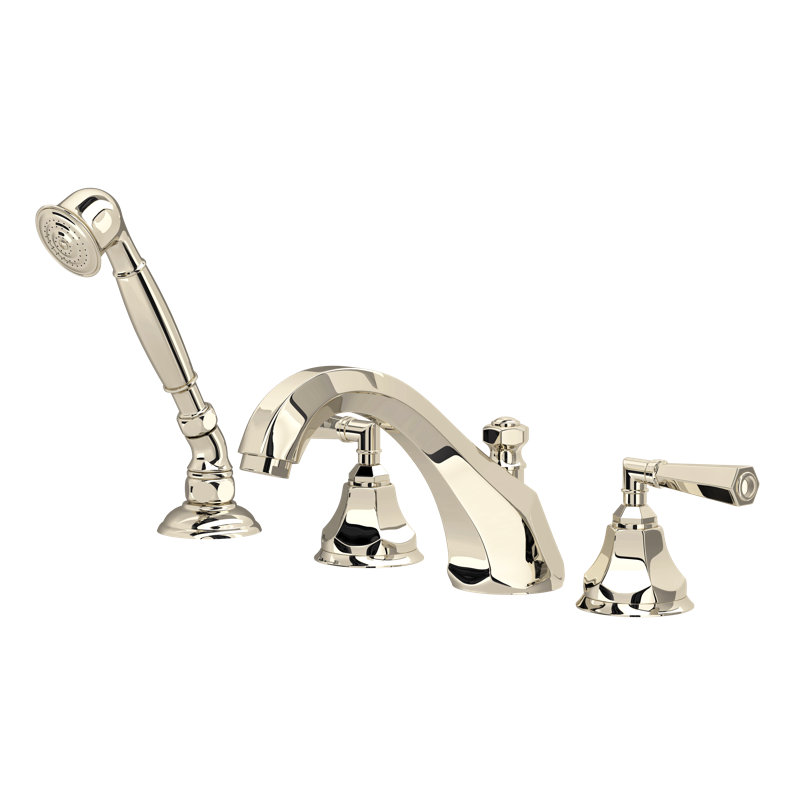 Palladian 4-Hole Deck Mount Tub Filler, Polished Nickel
