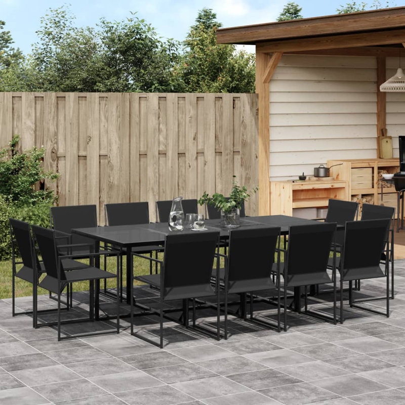  Garden Dining Set Black, 12