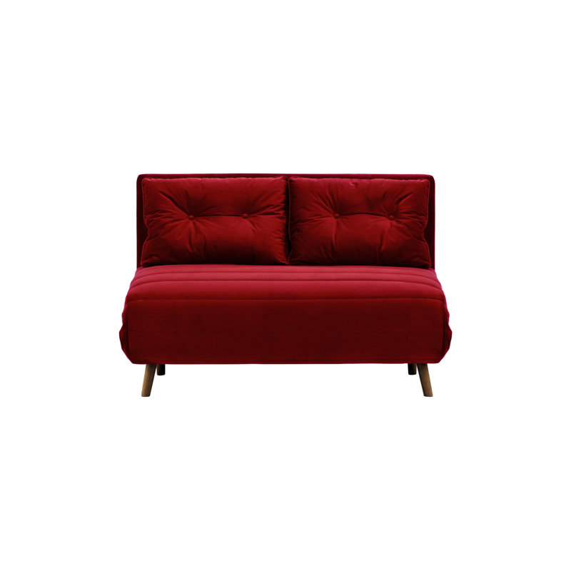 Donald 2 Seater Sofa Bed,  78cm H X 142cm W X 90cm D, Dark Oak, Red