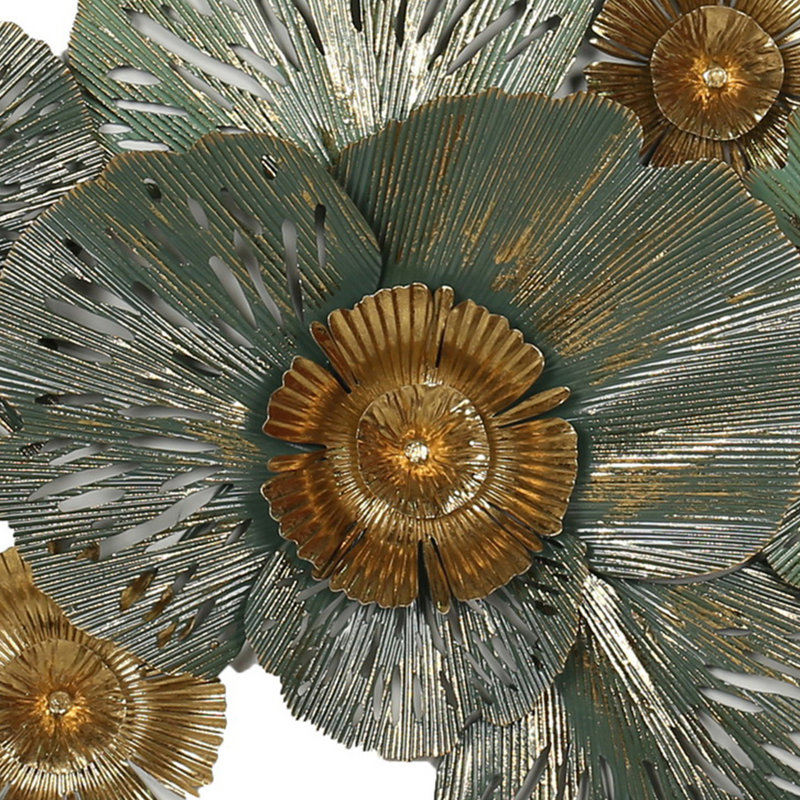 Sherie 45" Rich Green Metal Floral Wall Decoration