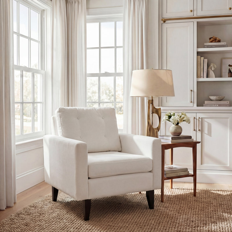 Fauteuil capitonné de 29,9 po de largeur, White