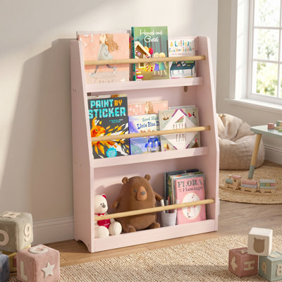 Étagère à livres pour enfants à 3 niveaux, rose