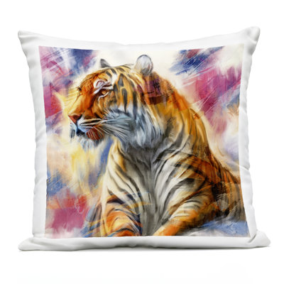 Fierce & Elegant Tiger Design by Kim Allen Outdoor Printed Pillow