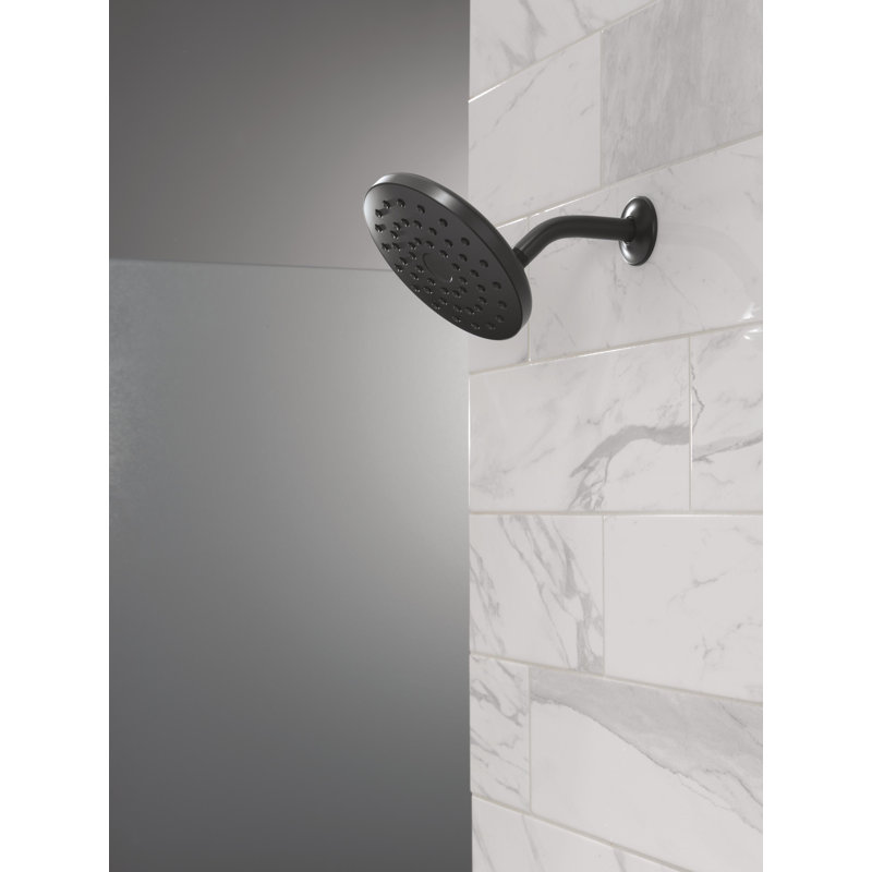 PivotPro Rain Showerhead, Single Setting 7 Inch Round Shower Head 1.75 GPM Matte Black, Matte Black