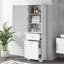 Grande armoire de rangement autoportante pour salle de bain avec tablette réglable et deux tiroirs, panneau de fibres à densité moyenne durable avec finition peinte-585401817