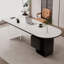 Bureau semi-circulaire noir + blanc + bois manufacturé + acier + acrylique avec 2 tiroirs-465976-465982