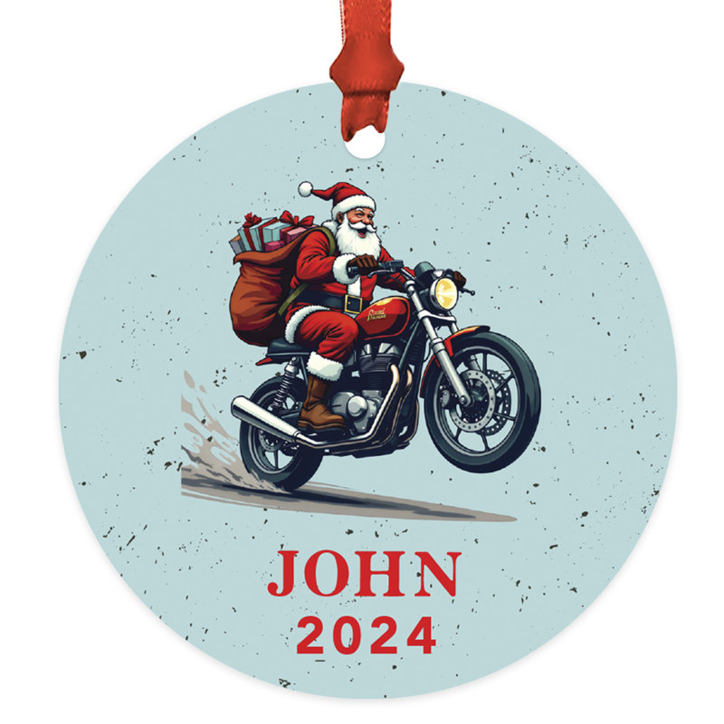 Ornement de moto personnalisé en métal père Noël avec arbre de Noël pour motards, hommes, Oui