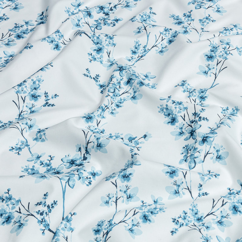 Floral Microfiber Percale Sheet Set, King Sheet Set with 2 Pillowcases